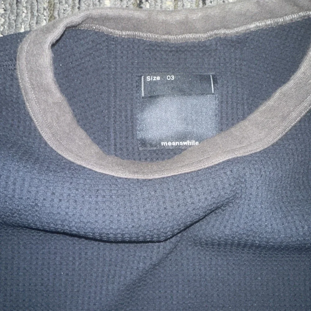 meanswhile Solotex Waffle Long Sleeve T-Shirt Size: 03 Navy Men - Picture 3 of 4